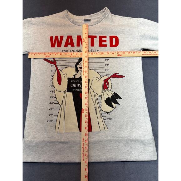 Disney Cruella Villian Sweatshirt 3/4 Sleeves Size Medium Heather Grey - Picture 4 of 7